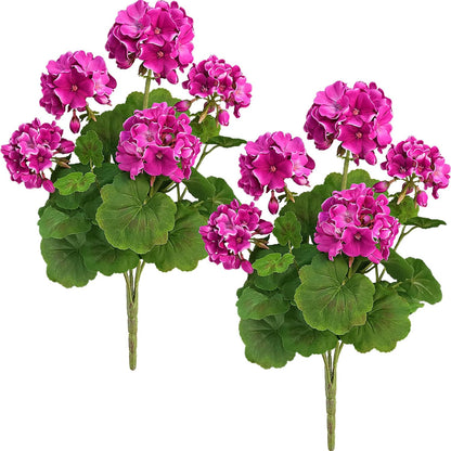 18" Artificial Geraniums for Outdoors, UV Resistant Red Silk Flowers for Window Box Porch Patio Garden Decor, Waterproof Ruby Red