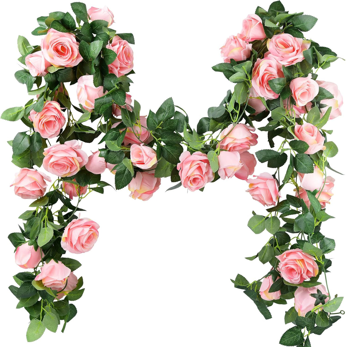 FiveSeasonStuff Artificial Natural Green Willow Garlands, Bendable Greenery Vine Leaves for Wedding Home Decoration (2 Pcs, 11.8 feet)