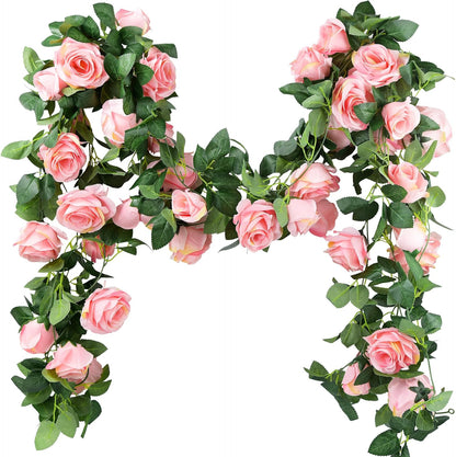 FiveSeasonStuff Artificial Natural Green Willow Garlands, Bendable Greenery Vine Leaves for Wedding Home Decoration (2 Pcs, 11.8 feet)