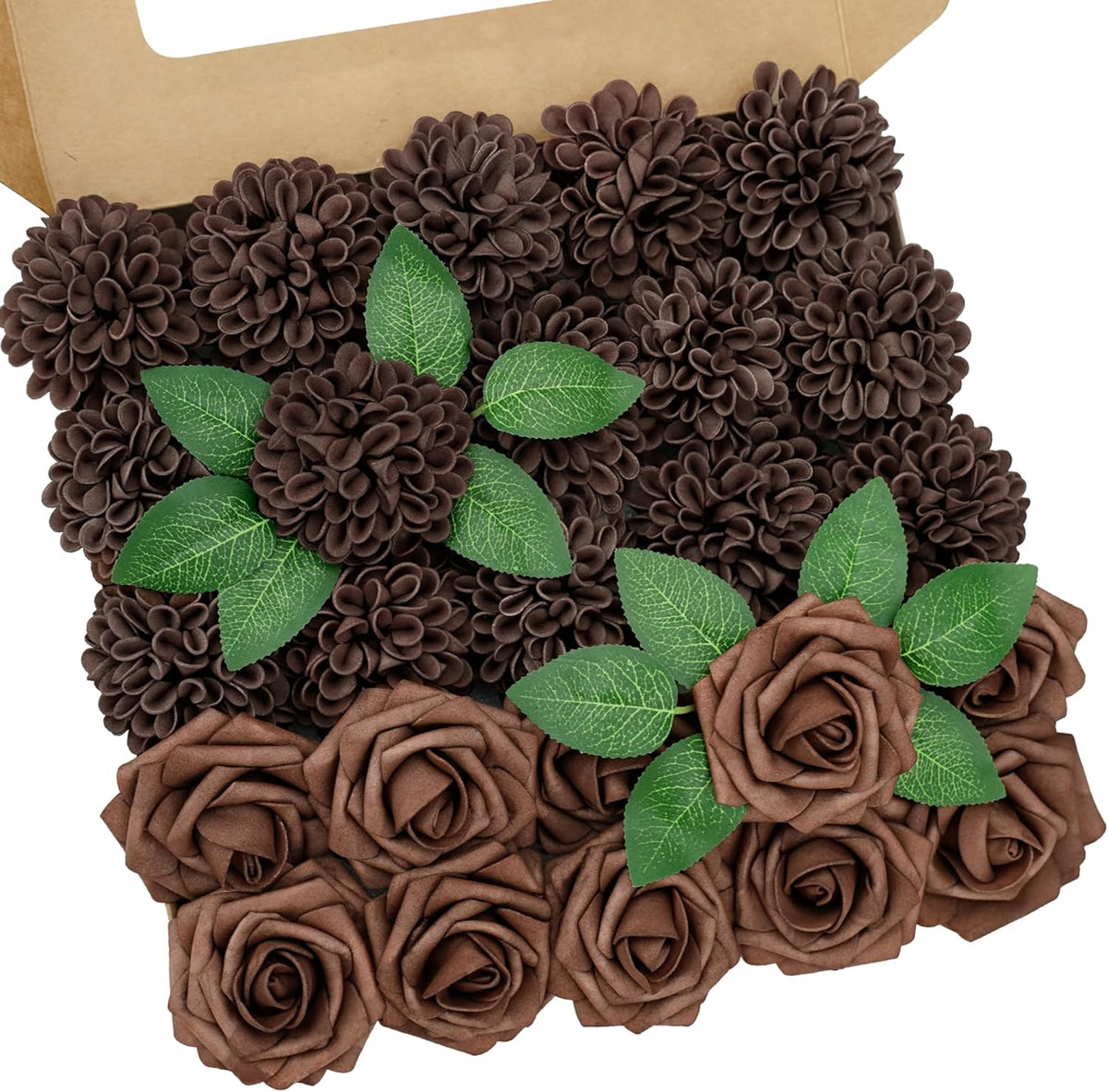 Artificial Flowers, 25 Pcs Realistic Artificial Rose for DIY Wedding Bouquets Centerpieces Arrangements, Sage Green Dahlia Flowers with Stem for Bridal Shower Party Home Decorations
