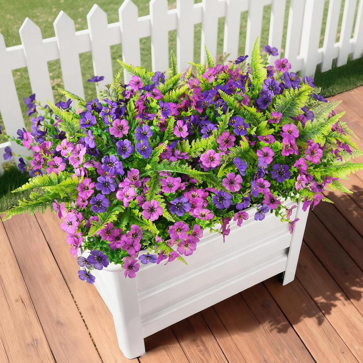 INQCMY Artificial Flowers for Outdoors Faux Plants Outdoor Fake Flowers Spring Decoration, 12 Bundles Faux Silk Colorful Daisy Realistic UV Resistant for Outside Home Planter Window Porch Patio Yard