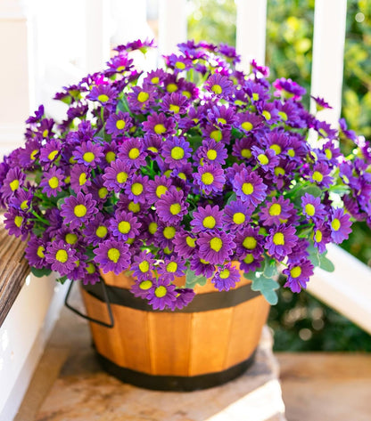 Daisy Artificial Flowers for Outdoors Decoration, 6 Bundles Fake Plants Flowers Bouquet Faux Flowers for Outdoor Planter Look Real UV Resistant Silk Flowers for Outside Front Door Porch Patio, Yellow
