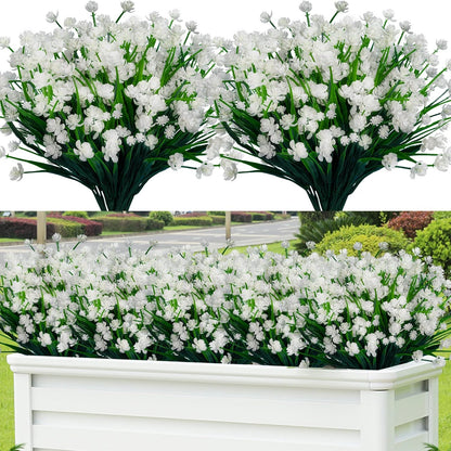Lnoicy 20 Pcs Artificial Flowers for Outdoor, Plastic Flowers Decoration, UV Resistant Faux Flowers Shrubs, Artificial Plants for Indoor and Outdoor Garden Home Wedding Farmhouse (7 Colors)