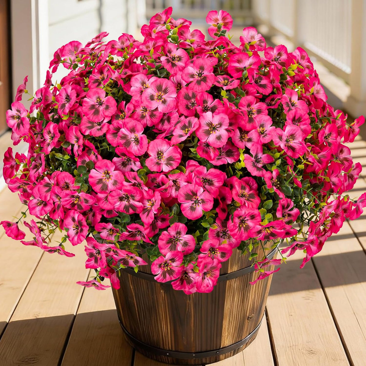 24 Pcs Artificial Fake Pansy Flowers for Outdoor, Faux Silk Plants Flowers UV Resistant Pansies Spring Flowers for Planter Front Door Porch Yard Patio Garden Window Box Home Decor (6 Color)