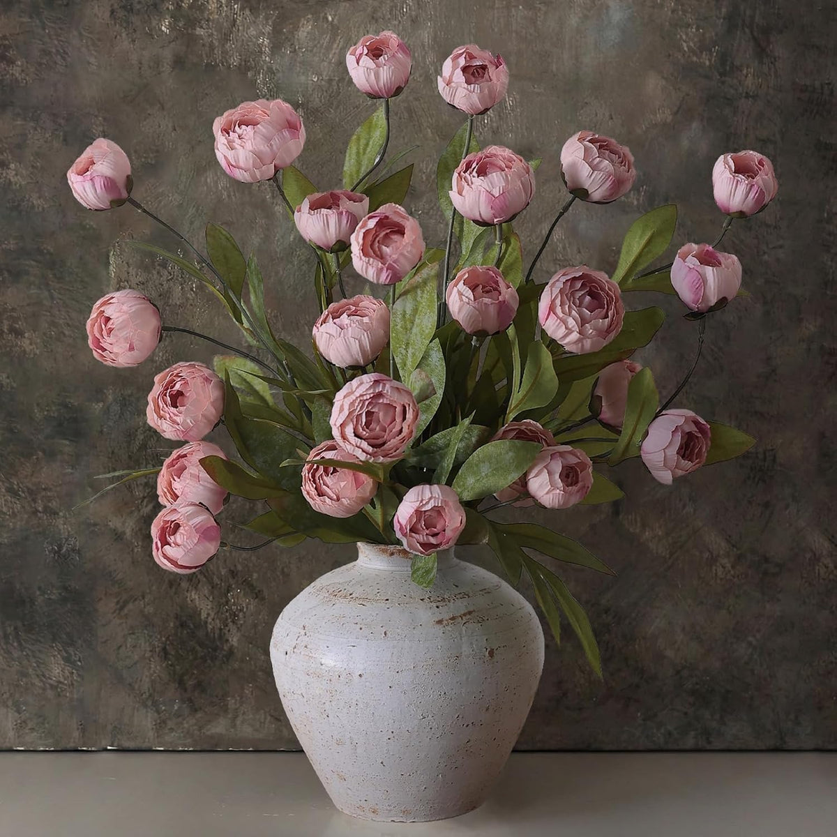 VIERENA 6 Pcs Faux Silk Peony Artificial Flowers for Vase -27", Bulk Fake Peonies Branches with Stems for DIY Bouquet Centerpieces Wedding Fillers Arrangements Shower Decorations (Cream)