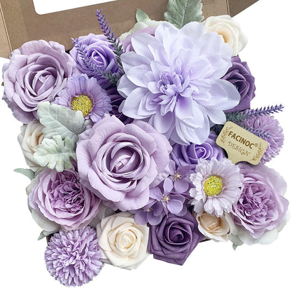Roses Artificial Flowers Pink Bouquets Box Set for DIY Bridal Wedding Shower Decorations Fake Floral Arrangements for Party Table Centerpieces Home Decor Indoor Outdoor Dusty Blush 19 Pcs