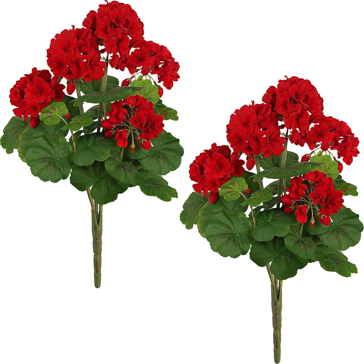 18" Artificial Geraniums for Outdoors, UV Resistant Red Silk Flowers for Window Box Porch Patio Garden Decor, Waterproof Ruby Red