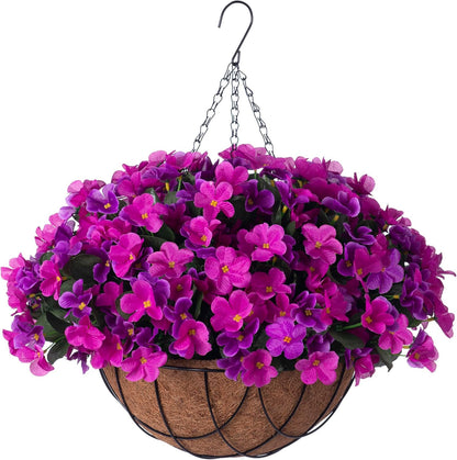Artificial Flowers for Outdoors Decoration, 5 Bundles Faux Hydrangea UV Resistant Fake Arrangements Plants for Indoor and Outdoor Garden Front Porch Spring Summer Decor, Blue