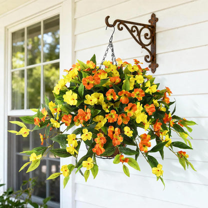 Hommyea Artificial Fake Hanging Flowers Plants Basket for Outdoors Outside Decoration UV Resistant Faux Silk Flowers Look Real Plastic Flowers for Spring Planters Home Porch Patio Garden Decor(purple)