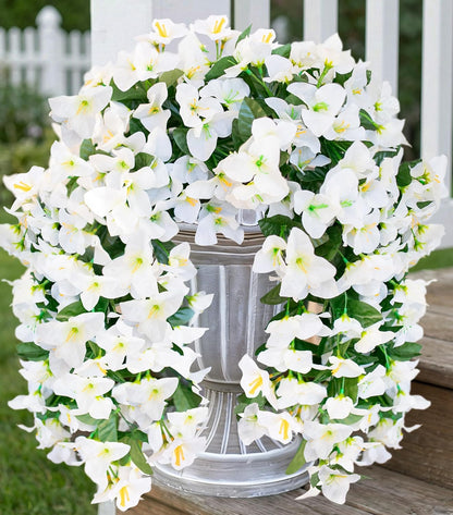 HyeFlora Bougainvillea Artificial Hanging Flowers Plants for Outdoors Decoration, 2 Pcs Fake Flowers Silk Bougainvillea Vines Realistic UV Resistant Faux Flowers for Outdoor Planters Porch Patio, Mix