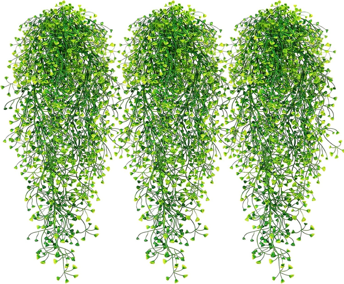 Fake Hanging Plants, 3 Pcs Faux Hanging Plants, Artificial Plants Ferns Ivy Vine for Wall House Indoor Outdoor Room Home Decor