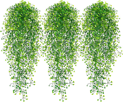 Fake Hanging Plants, 3 Pcs Faux Hanging Plants, Artificial Plants Ferns Ivy Vine for Wall House Indoor Outdoor Room Home Decor