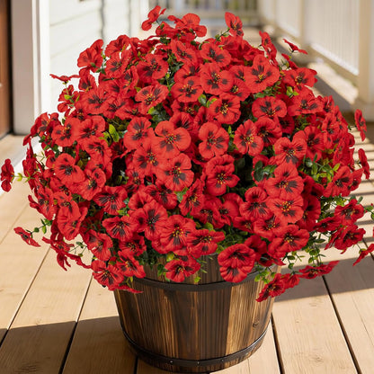 24 Pcs Artificial Fake Pansy Flowers for Outdoor, Faux Silk Plants Flowers UV Resistant Pansies Spring Flowers for Planter Front Door Porch Yard Patio Garden Window Box Home Decor (6 Color)