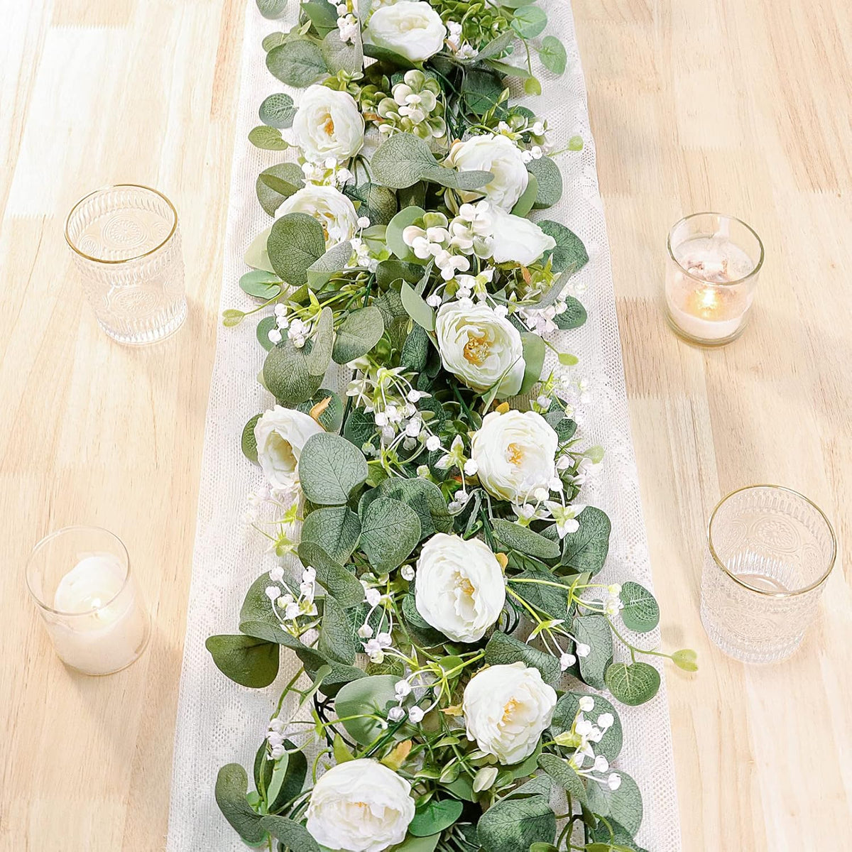 Realistic Artificial Eucalyptus Garland Style Outdoor Decor Selection