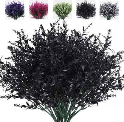 Outdoor Artificial Plant UV Resistant Fake Stems Plants, Faux Plastic Greenery for Indoor and Outdoor Hanging Plants Garden Porch Window Box Home Wedding Farmhouse Outdoor Decorations for Patio (Fuchsia)