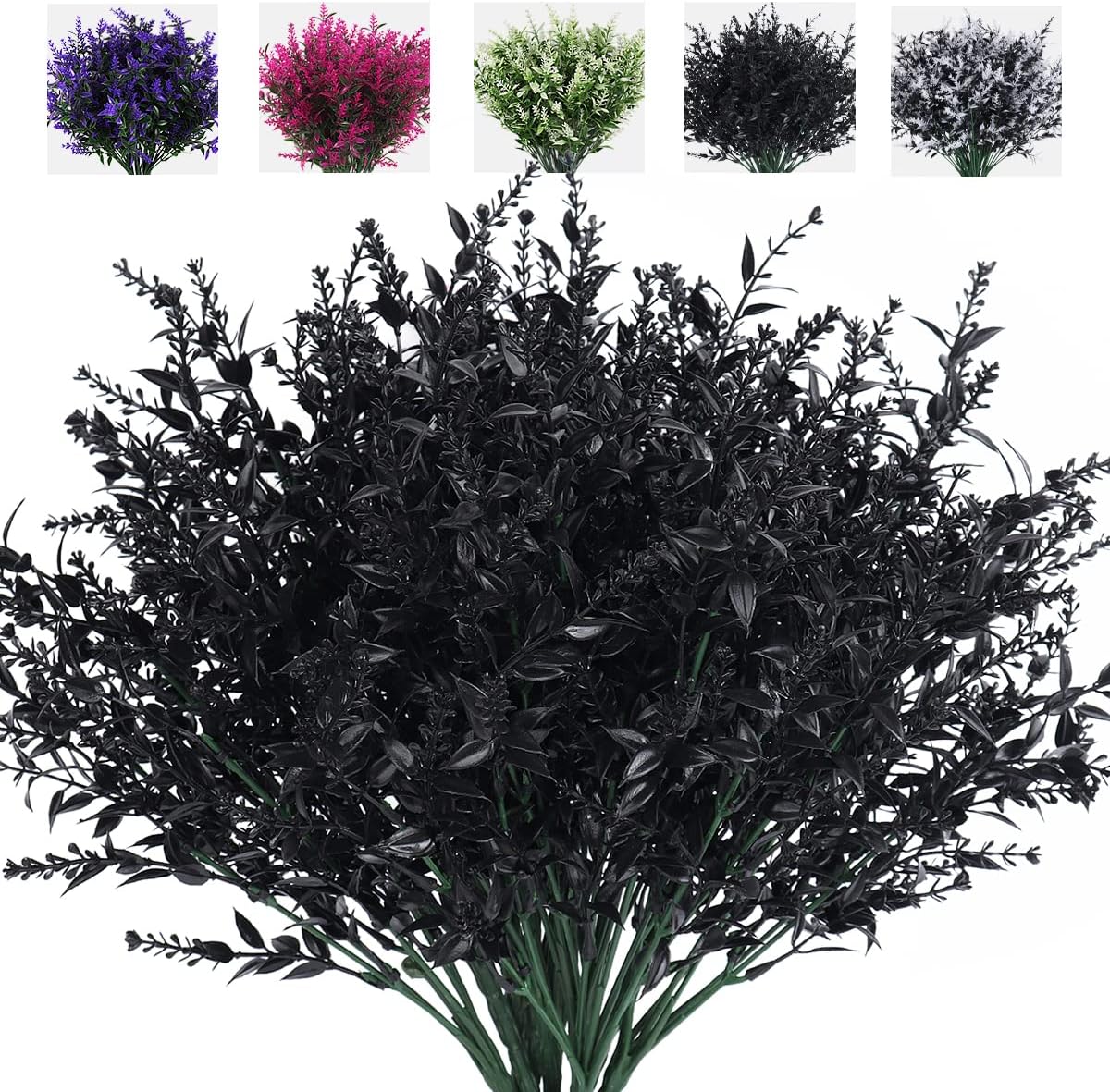 12 Bundles Artificial Lavender Flowers - UV Resistant Outdoor Fake Plants for Garden and Porch Decor