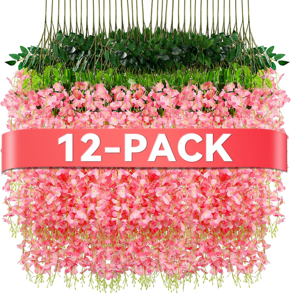 Wisteria Hanging Flowers, Fake Hanging Flowers, Wisteria artificiales Garland for Home Wedding Arch Floral Party Garden Ceremony Outdoor Decor, 3.6 feet Long (12, Purple)