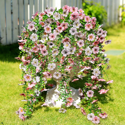 Artificial Flowers for Outdoors Spring Decor, 6 Bundles UV Resistant Realistic Fuax Silk Hanging Flowers, Fake Plants for Planter Indoor and Outdoor Garden Porch Patio Balcony Yard Farmhouse