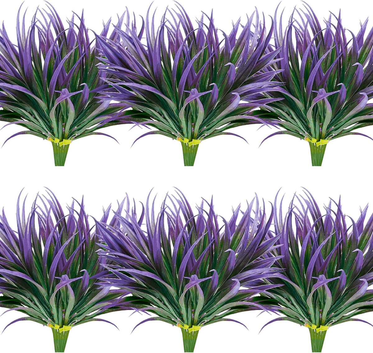 8 Bundles Artificial Plants Bushes Outdoor UV Resistant Fake Flowers Grass Bulk Faux Plastic Greenery for Fall Winter Summer Outside Window Box Planter Front Porch Yard Floral Arrangements