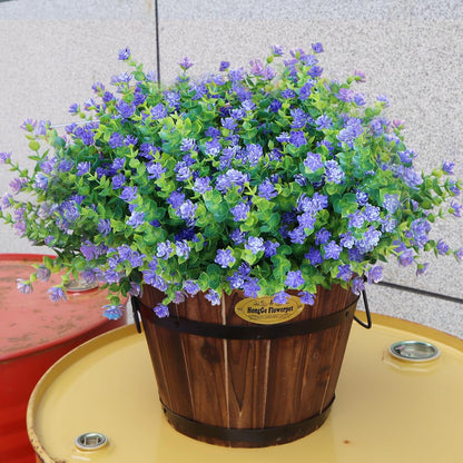 Artificial Flowers for Outdoors, 12 Bundles UV Resistant Realistic Faux Plants for Outside Porch Planter, Spring Summer Home Garden Decoration, Blue