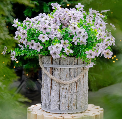 Artificial Flowers for Outdoors Fake Plants - 16 Bundles Faux Outside Greenery Boxwood No Fade Plastic Shrubs Fall Decor Farmhouse Home Garden (Blue)