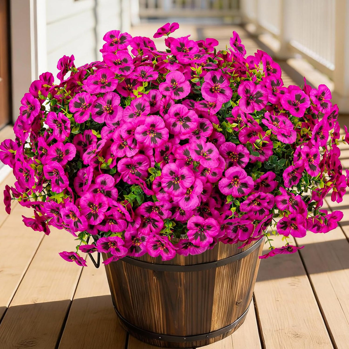 24 Pcs Artificial Fake Pansy Flowers for Outdoor, Faux Silk Plants Flowers UV Resistant Pansies Spring Flowers for Planter Front Door Porch Yard Patio Garden Window Box Home Decor (6 Color)