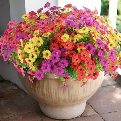 18 Pcs Artificial Mums Flowers Outdoor Plastic Fall Flowers Fake Mums Autumn Greenery Flower for Porch Window Box Farmhouse Thanksgiving Home Decor ((18, Orange)