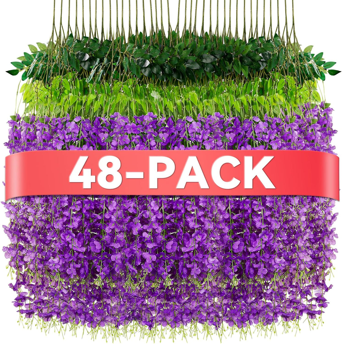 Wisteria Hanging Flowers, Fake Hanging Flowers, Wisteria artificiales Garland for Home Wedding Arch Floral Party Garden Ceremony Outdoor Decor, 3.6 feet Long (12, Purple)