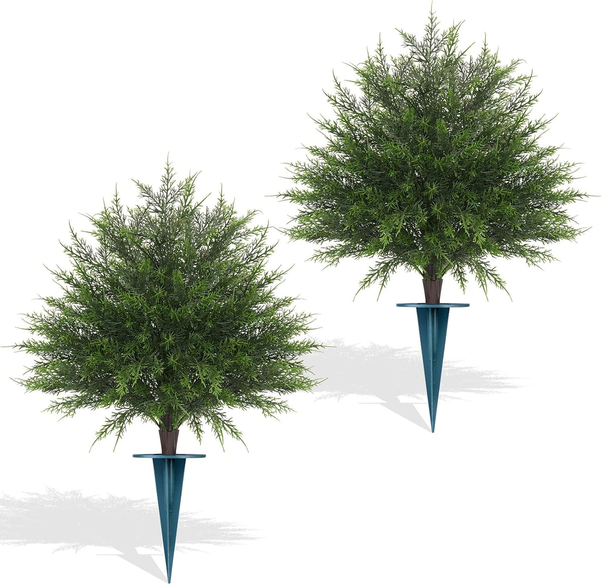 Artificial Boxwood Topiary Ball Tree Set of 2, UV Resistant Artificial Outdoor Shrubs with Spike, Decorative Evergreen Fake Topiary Bushes Plant for Front Porch Garden