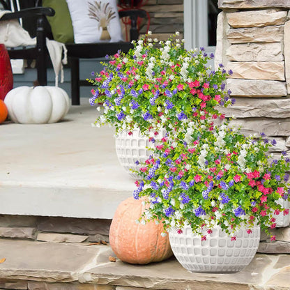 Outdoor Artificial Flowers UV Resistant, 20 Bundles Fake Realistic Floral Greenery Plants for Outside Porch, Window Boxes, Garden, Yard, Inside Home Table Decor, White