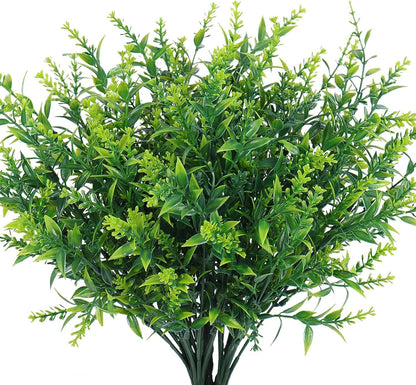 Outdoor Artificial Plant UV Resistant Fake Stems Plants, Faux Plastic Greenery for Indoor and Outdoor Hanging Plants Garden Porch Window Box Home Wedding Farmhouse Outdoor Decorations for Patio (Fuchsia)