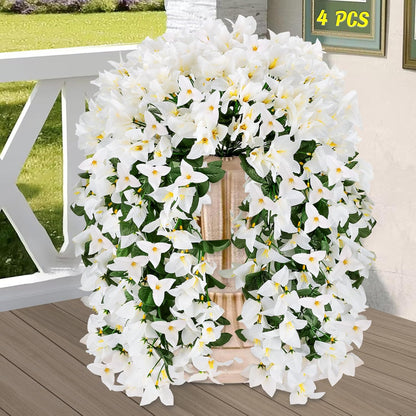 Artificial Bougainvillea Flowers for Outdoor Plant, 2 Pcs Faux Hanging Flowers Bougainvillea for Outside Decoration, Fake Silk UV Resistant Vines for Front Door Porch (Fuchsia)