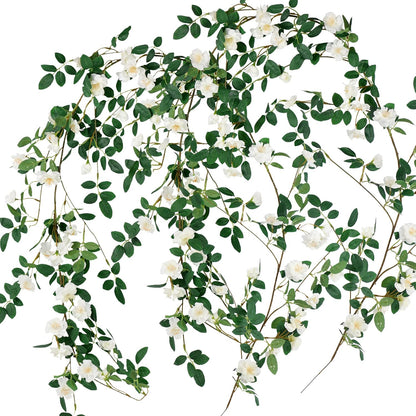 FiveSeasonStuff Artificial Natural Green Willow Garlands, Bendable Greenery Vine Leaves for Wedding Home Decoration (2 Pcs, 11.8 feet)