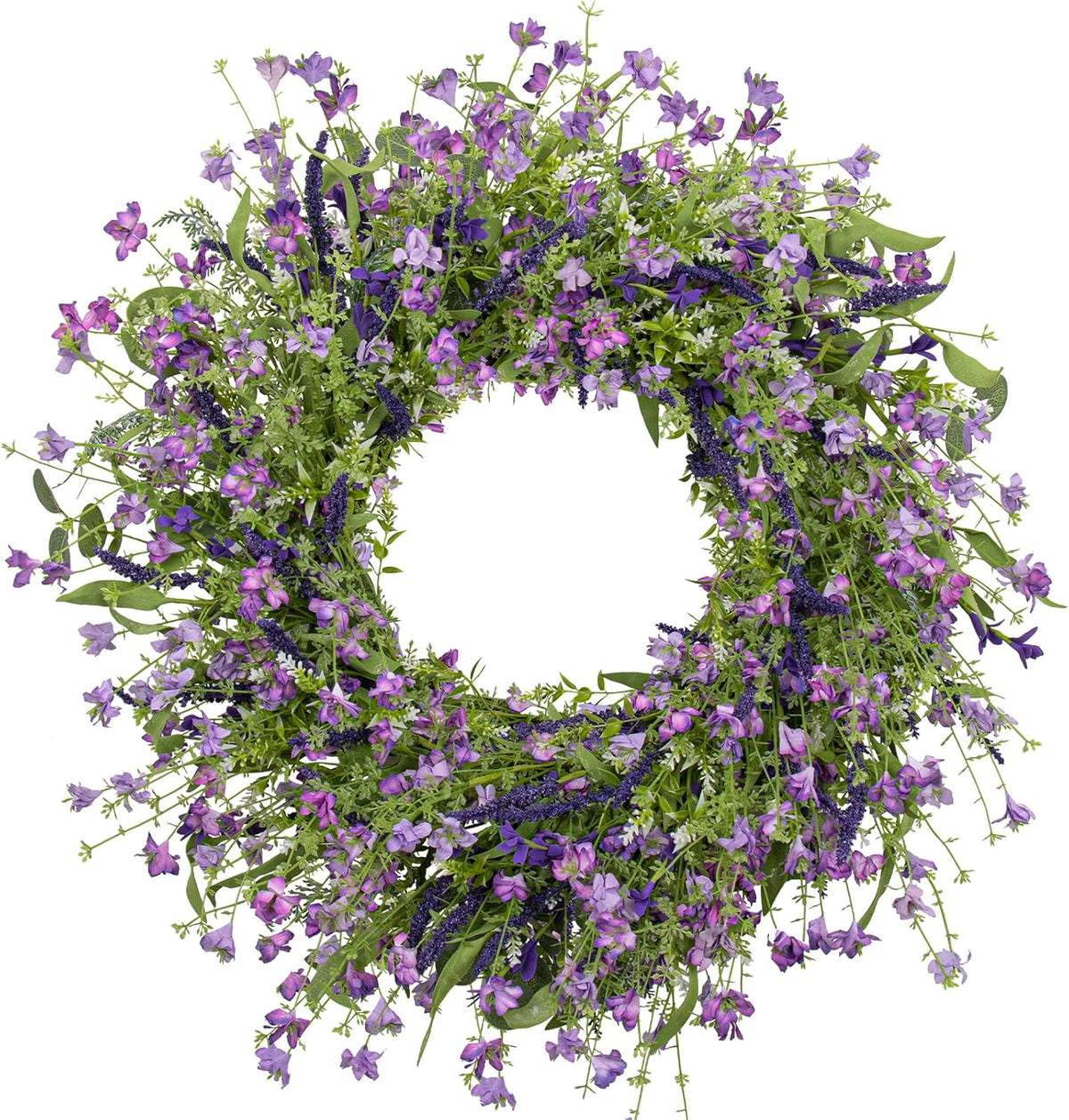 Spring Decorations for Home 22" Spring Wreath Artificial Summer Wreaths with Eucalyptus Leaf Lavender and Daisy for Easter Indoor Outdoor Home Festival Celebrations