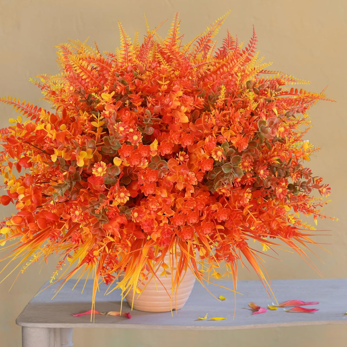 Artificial Flowers for Outdoor, 14 Bundle Fall Realistic Faux Plants UV Resistant Fake Fake Plastic Flowers for Outside Indoor Porch Patio Window Box Planter Home Decor