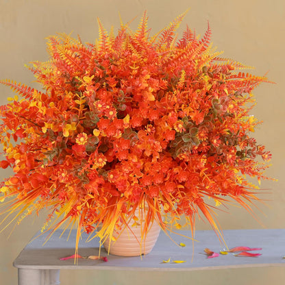 Artificial Flowers for Outdoor, 14 Bundle Fall Realistic Faux Plants UV Resistant Fake Fake Plastic Flowers for Outside Indoor Porch Patio Window Box Planter Home Decor
