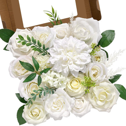 Alecono Artificial Flowers, Pink Fake Flowers Combo Box with Stems for DIY Wedding Bridal Bouquets, Cake Party Table Centerpieces Home Decor