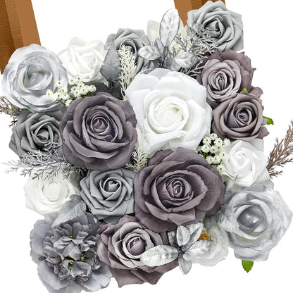 Alecono Artificial Flowers, Pink Fake Flowers Combo Box with Stems for DIY Wedding Bridal Bouquets, Cake Party Table Centerpieces Home Decor