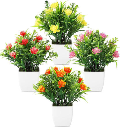 3 Pack Life-Like Potted Fake Plant, Artificial Plants Indoor, Artificial Frost-Hung Green Plants, Eco-Friendly Gray Pot, No Need for Maintenance，Ideal Decor for Home and Office