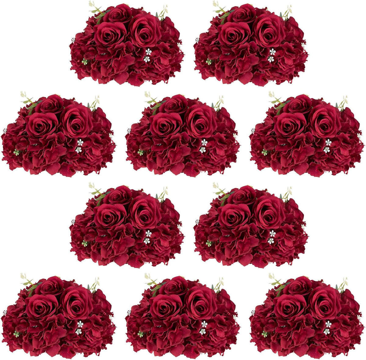 NUPTIO Artificial Flower Centrepieces for Tables - 2 Pcs Large Fake Flowers Roses Balls 15.7 inch Diam - Royal Blue Silk Faux Rose Arrangement Bouquet for Wedding Party Centerpiece Table Decorations