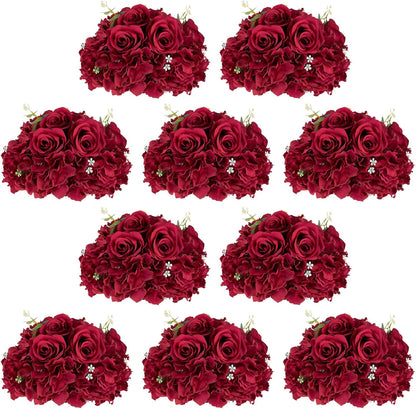 NUPTIO Artificial Flower Centrepieces for Tables - 2 Pcs Large Fake Flowers Roses Balls 15.7 inch Diam - Royal Blue Silk Faux Rose Arrangement Bouquet for Wedding Party Centerpiece Table Decorations