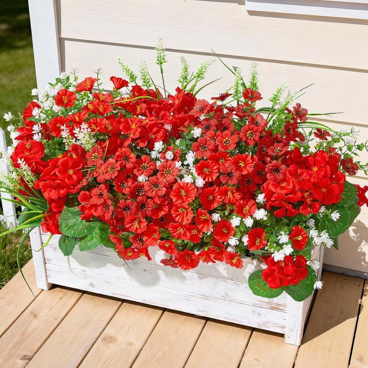 16 Bundles Artificial Flowers for Outdoors, UV Resistant Silk Faux Flowers for Outside Planters, Garden, Porch, Yard, Home Decor (Mixed Color)