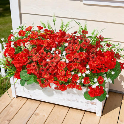 16 Bundles Artificial Flowers for Outdoors, UV Resistant Silk Faux Flowers for Outside Planters, Garden, Porch, Yard, Home Decor (Mixed Color)