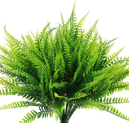40 Pcs Artificial Boston Fake Fern Plants Bushes Faux Plants Shrubs Greenery UV Resistant for House Office Garden Indoor Outdoor Décor
