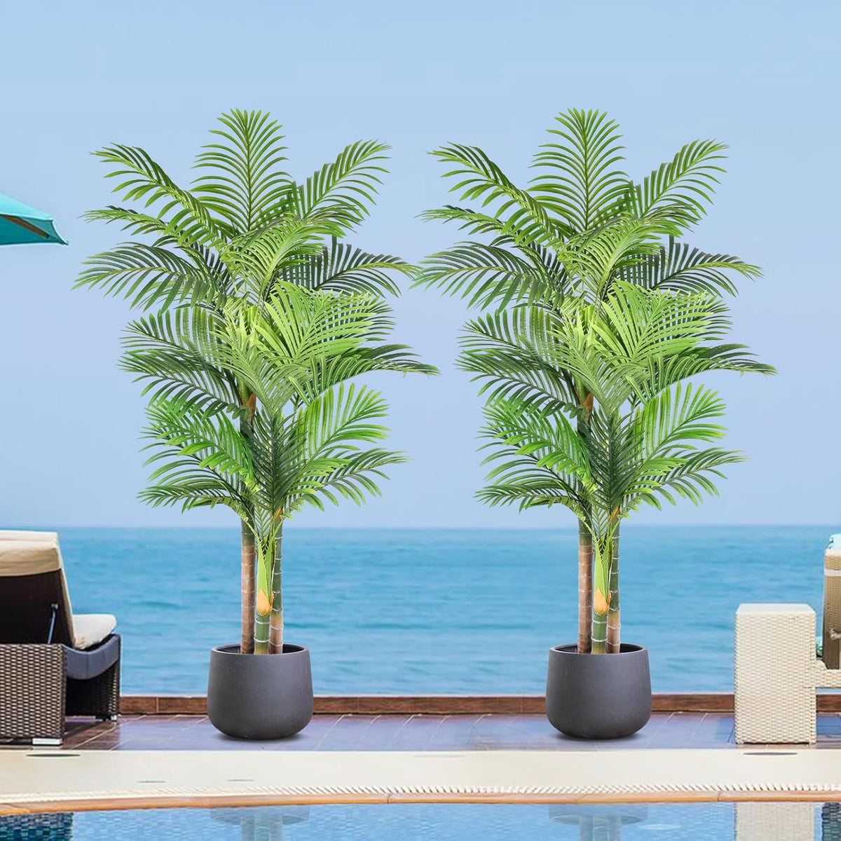 Natural Tall Triple Golden Cane Home Decor Arrangement