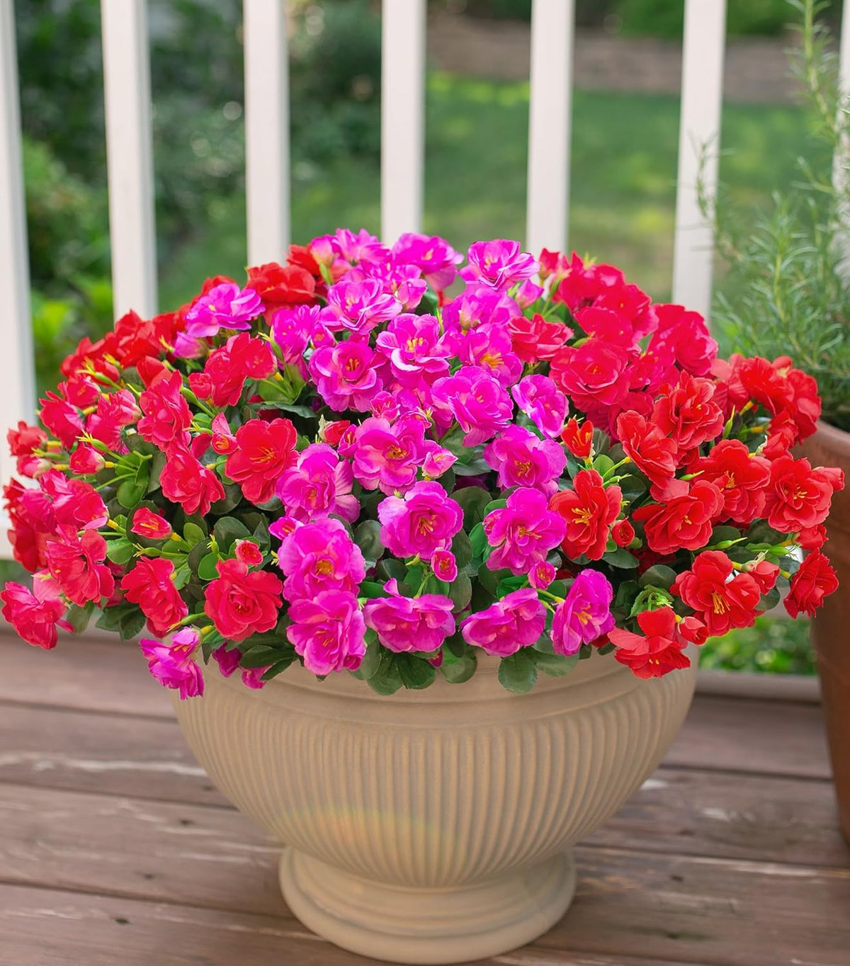 Ivydale Artificial Fake White Flowers Plants for Spring Outdoor Outside, Faux Silk Camellia UV Resistant Realistic for Front Door Porch Patio Balcony Garden Yard Decor, 3 Large Bundles
