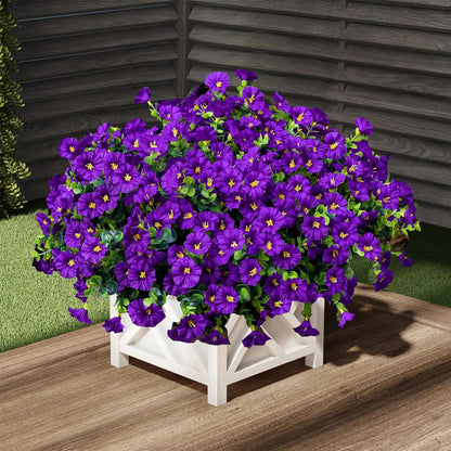 Artificial Outdoor Flowers 16 Bundles Fake Morning Glory Flower Outdoor UV Resistant Plastic Faux Flowers Plants for Decoration Indoor Outdoor Hanging Window Box Planter Home Porch Decor (Fuchsia)