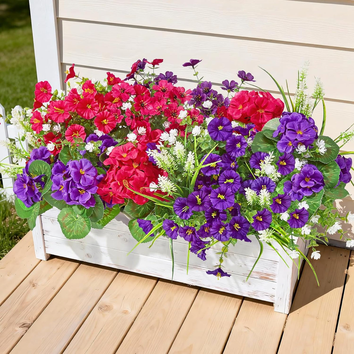 16 Bundles Artificial Flowers for Outdoors, UV Resistant Silk Faux Flowers for Outside Planters, Garden, Porch, Yard, Home Decor (Mixed Color)