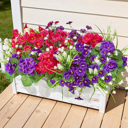 16 Bundles Artificial Flowers for Outdoors, UV Resistant Silk Faux Flowers for Outside Planters, Garden, Porch, Yard, Home Decor (Mixed Color)