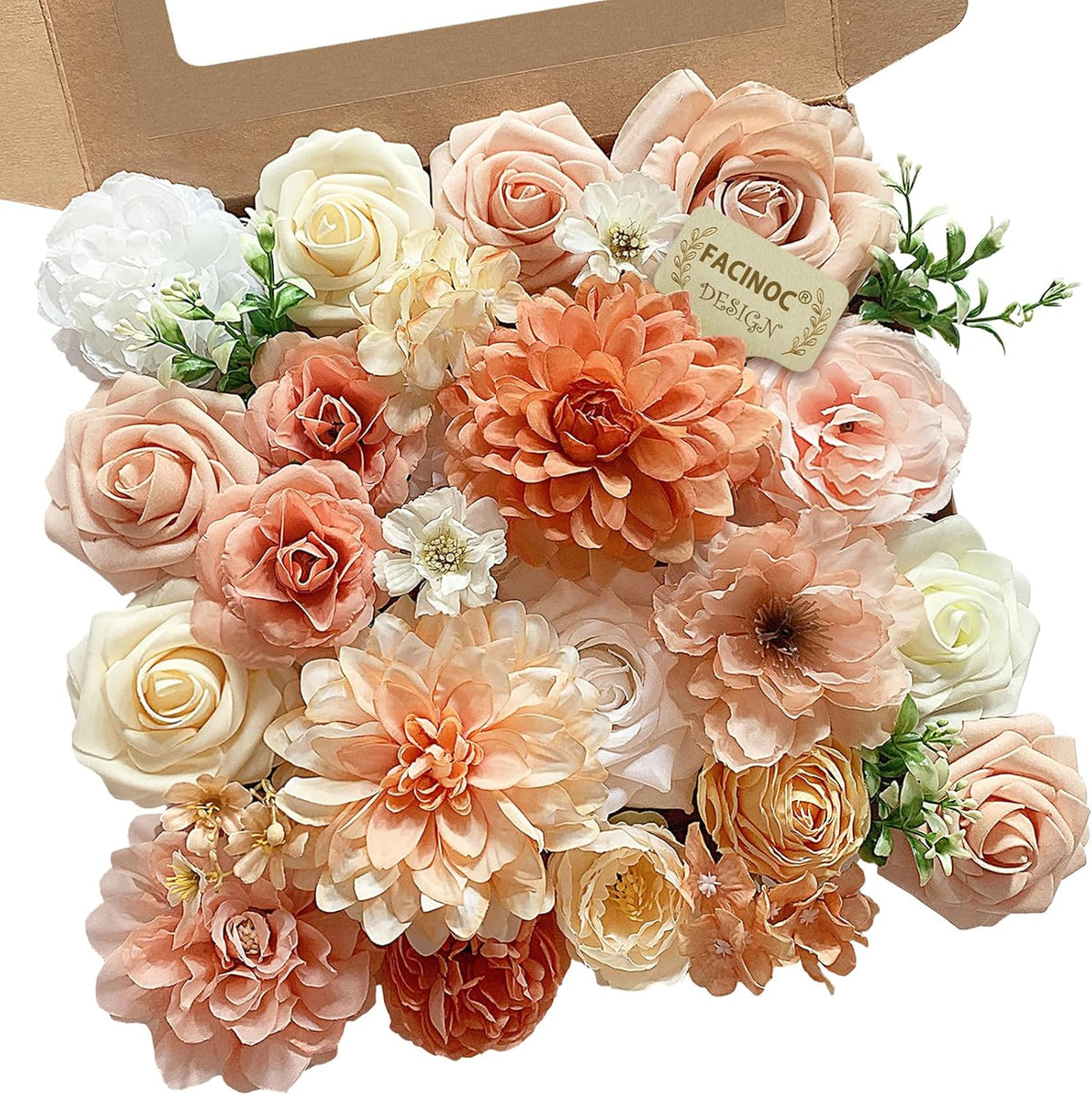 Roses Artificial Flowers Pink Bouquets Box Set for DIY Bridal Wedding Shower Decorations Fake Floral Arrangements for Party Table Centerpieces Home Decor Indoor Outdoor Dusty Blush 19 Pcs
